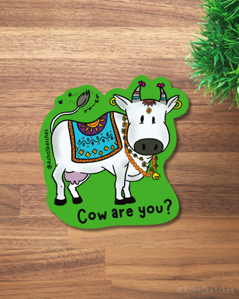 "Cow are you?" Sticker