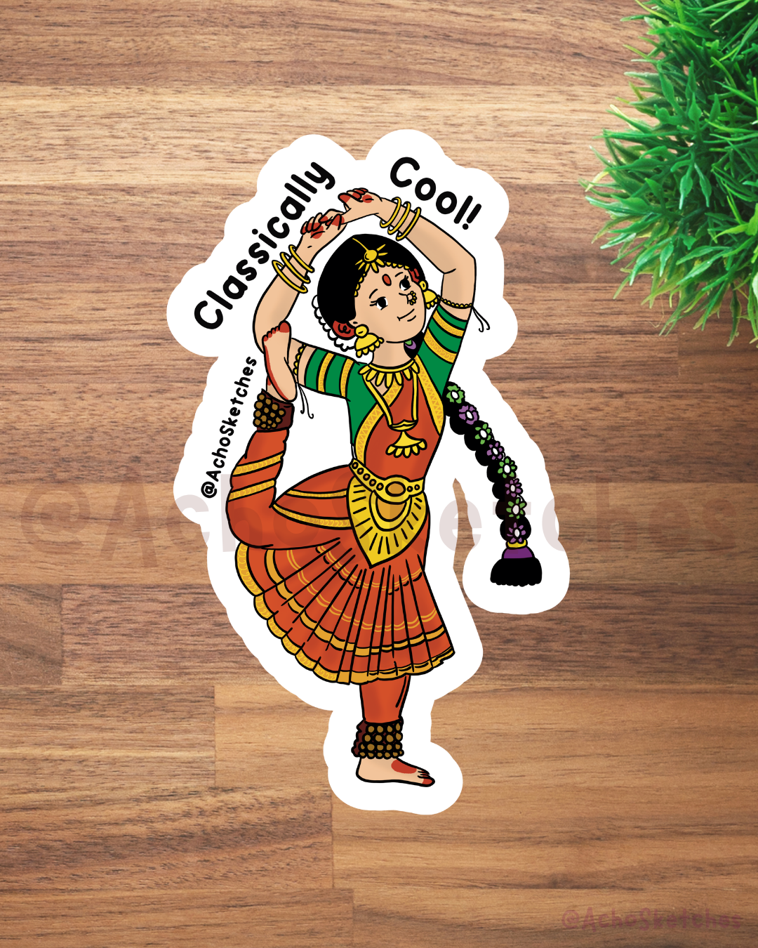 Classically Cool Bharatanatyam Sticker