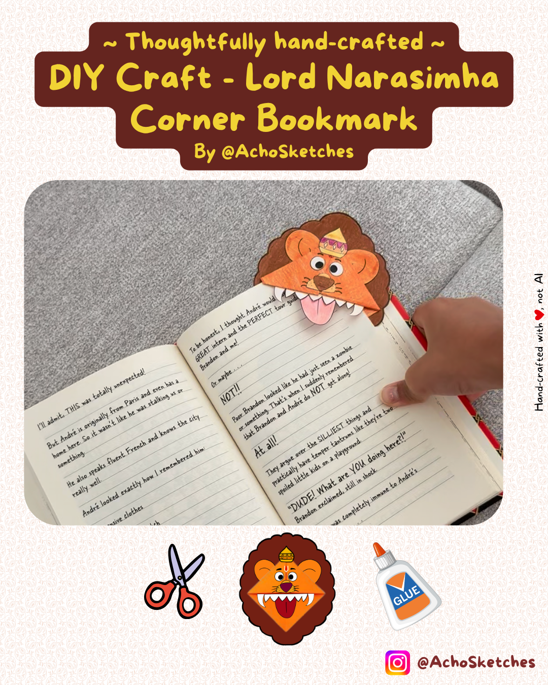 Lord Narasimha Corner Bookmark DIY Craft