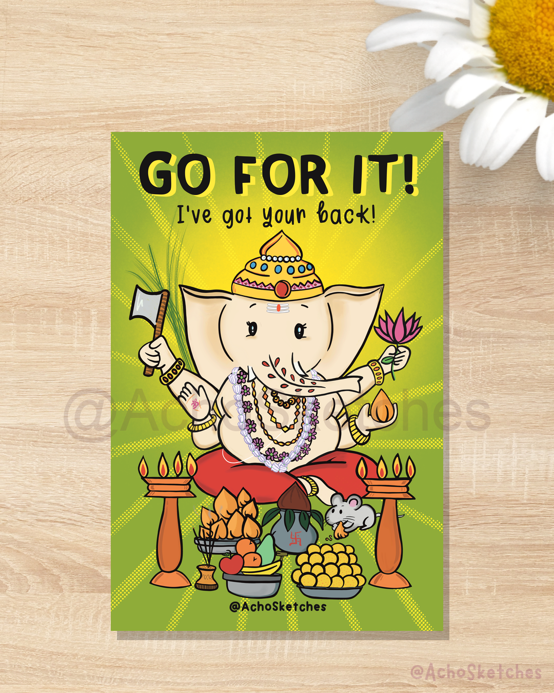 Lord Ganesha Motivational Art Print (4x6)